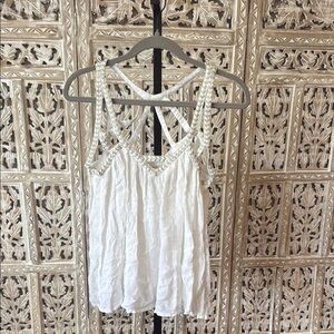 Anthropologie White Sleeveless Women's Top